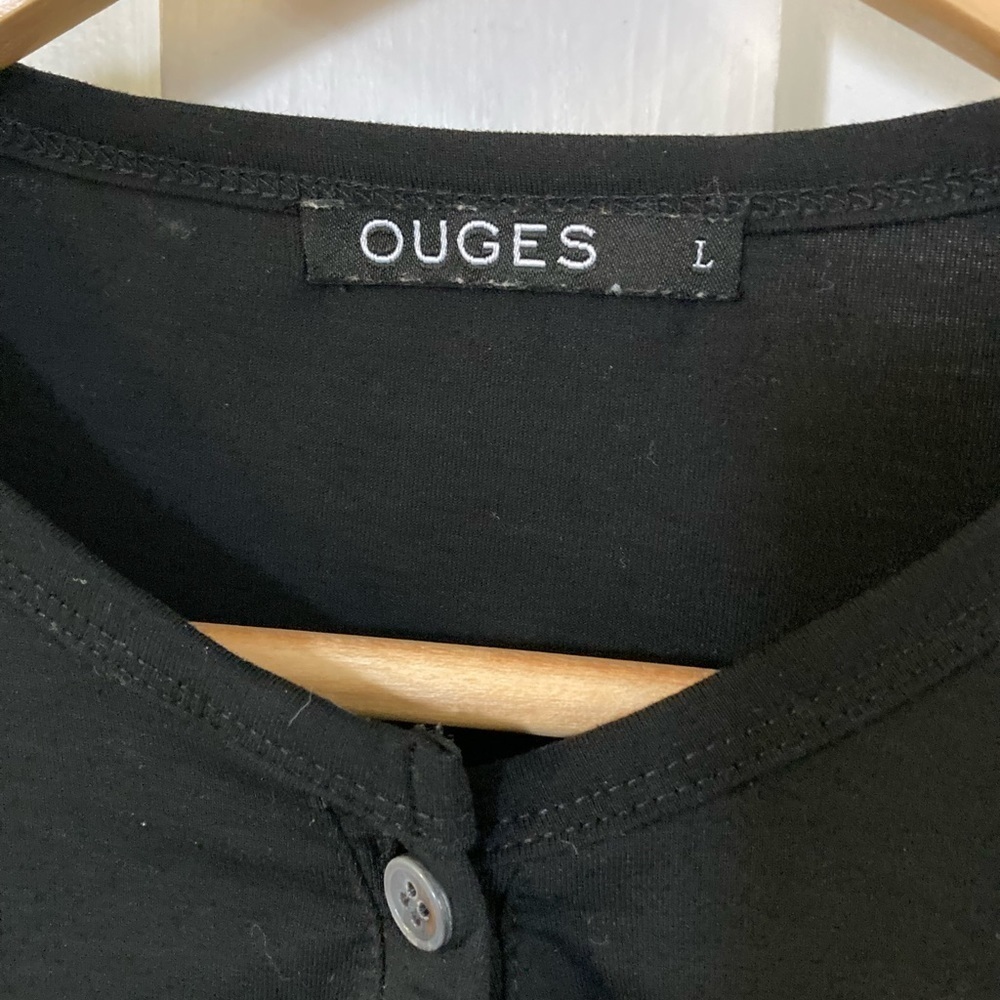 Ouges Black Quarter Button Up Long Sleeve Popover… - image 2